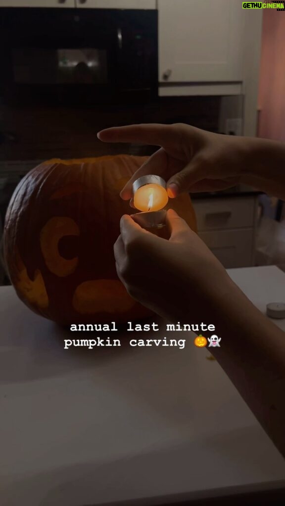 T.J. McGibbon Instagram - Very proud of my little ghost 😌👻 #halloween #pumpkincarving #halloweendecor #halloweenaesthetic