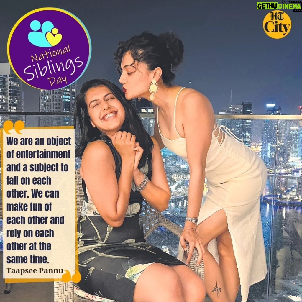 Taapsee Pannu Instagram - Siblings Day Special: They are not identical twins yet they have a lot in common, case in point their smiles and wit. One look at their Instagram accounts, and you’d know Pannu sisters are big fitness freaks and travel junkies, and their energy is infectious. Together, they are a vibe you can’t miss. So, on National Siblings Day today, who better than actor Taapsee Pannu (36) and sister Shagun Pannu (33) to celebrate the bond and indulge in a freewheeling chat talking about everything that counts from what they love, hate and tolerate about life, and each other. @taapsee @shagun_pannu Interview by @nayy_kayy_ Read full interview: Link in stories #nationalsiblingday #siblingsgoals💕 #siblingsday #taapseepannu #shagunpannu #nationalsiblingsday #sistergoals #taapseepannufans