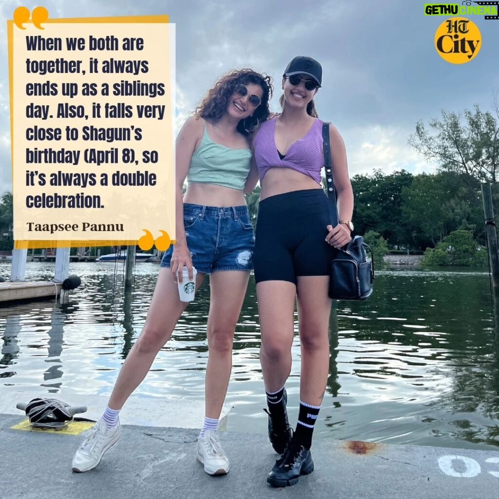 Taapsee Pannu Instagram - Siblings Day Special: They are not identical twins yet they have a lot in common, case in point their smiles and wit. One look at their Instagram accounts, and you’d know Pannu sisters are big fitness freaks and travel junkies, and their energy is infectious. Together, they are a vibe you can’t miss. So, on National Siblings Day today, who better than actor Taapsee Pannu (36) and sister Shagun Pannu (33) to celebrate the bond and indulge in a freewheeling chat talking about everything that counts from what they love, hate and tolerate about life, and each other. @taapsee @shagun_pannu Interview by @nayy_kayy_ Read full interview: Link in stories #nationalsiblingday #siblingsgoals💕 #siblingsday #taapseepannu #shagunpannu #nationalsiblingsday #sistergoals #taapseepannufans