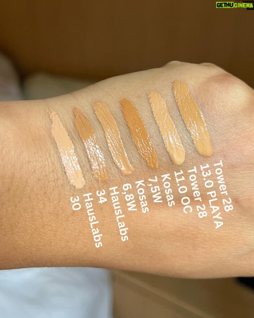 Tara Basro Instagram - Akhirnyaaaa, Ini diaaa swatches complexion products yang aku punya dengan pencahayaan yang beda2. Kalau berdasarkan pengalaman sih yang namanya memilih shade dan undertone yang tepat untuk foundation, concealer, bahkan contour itu mau nangis susahnya apalagi online. kalau lagi nyoba foundation, aku perhatiin ada beberapa brand yang gold warm undertone jadi terlalu kuning di aku tapi kalau neutral juga ada yang malah jadi kusam, tergantung mereknya, tapi aku sih biasanya di antara dua itu. Secara warna, warna kulit sering berubah-ubah, biasanya di kisaran medium tan - medium deep tergantung musim atau seberapa sering kena sinar matahari. Jenis kulit aku kombinasi berminyak. Nah, kalau contour, aku lebih suka warna yang nggak terlalu jauh dari warna kulit dan gak terlalu cool tone biar keliatan natural. Kalau concealer, yang warm undertone cenderung paling cocok. Semoga membantu yaaa! tulis di komen kalau ada pertanyaan dan mungkin nanti aku juga bikin feed beberapa produk lokal atau produk drugstore untuk yang berikutnya #TBmatched ……… Finally! It’s here. These are swatches of complexion products I currently have. I try to show them in different lightings, as we all know, picking the right shade and undertones is a real struggle with foundation, concealer, and even contour! When trying out foundation, I’ve noticed some brands with warm golden undertones would be too yellow on me and neutral undertones would be too dull, so it depends on the brand, but I am in between those two. Shade wise,my skin tone changes. However, I usually land somewhere in the medium tan to medium deep range depending on the season or whether I’m in the sun alot. My skin type is combination oily. When it comes to contouring, I prefer shades that aren’t too far from my skin tone and balanced toned to achieve a more natural appearance. For concealer, warm undertones tend to complement my complexion the best. Hope it helps! Let me know your questions, and maybe I’ll do some local or drugstore products next! #TBmatched #hauslabsfoundation #diorforeverfoundation #charlottetilbury #esteelauderdoublewear #chanellesbeiges #youthforia #cielecosmetics #chantecaille #lysbeauty