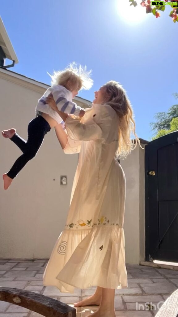 Teresa Palmer Instagram - What an absolutely stunning hand grown, hand drawn, hand sewn, and hand embroidered on 100% regeneratively grown cotton. If you listen to @themotherdazepodcast you’ll know that my Nannas sign that she sends me are ladybugs 🐞 and they’ve been popping up everywhere lately as my beacon of light through a particularly sensitive time recently (more on that next week) when this dress landed on my doorstep @markwebber spotted the little ladybugs and it brought me to tears! Thanks to @christydawn for the truly unique way these dresses are crafted. It takes the embroidery artisan about 8 hours to embroider just one dress. The most whimsical and special spring dress. You can grab yours and use my code 15TERESA to get 15% off. Click the link in stories to get yours. Mindful shopping, changing the way we nurture ourselves and the planet. #christydawnsteward #christydawn