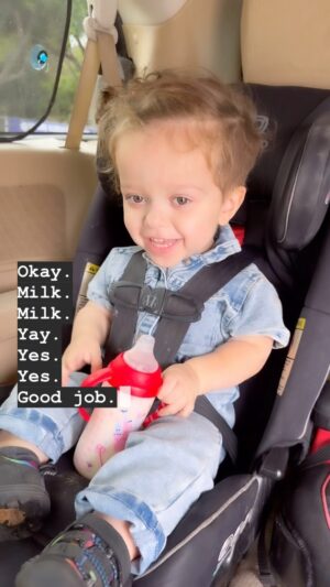 Terra Jolé Instagram - She’s blossoming. It’s not mom, but it’s milk!! She’s been signing milk for about a year now, but inconsistent.  Today she said “milk”! .
For those taking a judgement today… Yes, she needs to be on a straw sippy, but we as parents choose what battles to face, and right now I’m not bothered.  #autismawareness #autismacceptance #autism