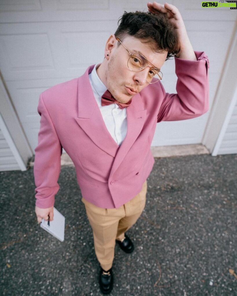 Thomas Sanders Instagram - Think Pink 🦩 Celebrated the anniversary of the first episode of one of my series, Cartoon Therapy, over the weekend, so we put together a look inspired by Dr. Emile Picani himself. Happy Birthday, Doc! If you have a cartoon you highly recommend checking out, comment it down below!