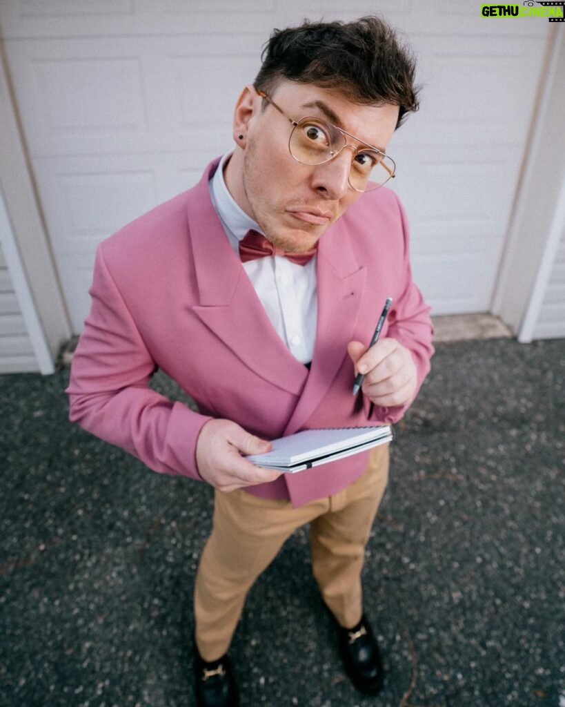 Thomas Sanders Instagram - Think Pink 🦩 Celebrated the anniversary of the first episode of one of my series, Cartoon Therapy, over the weekend, so we put together a look inspired by Dr. Emile Picani himself. Happy Birthday, Doc! If you have a cartoon you highly recommend checking out, comment it down below!