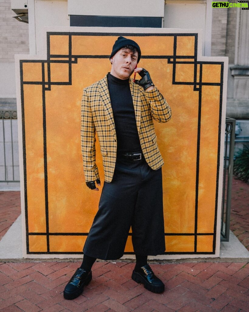 Thomas Sanders Instagram - Feeling Cluelesss… 💛 This past weekend marked six years since my character, Janus (AKA the embodiment of my Deceit) made his first appearance. So we went for a look inspired by him, which ended up looking like it borrowed from the Clueless wardrobe. Kinda obsessed with the very deceiving pants… Happy Birthday, Janus 🎂 Photography: @jameslightner Wardrobe: @dpstyledme