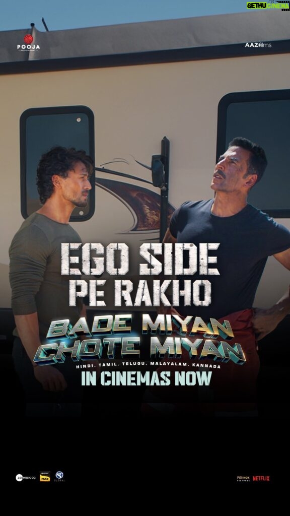 Tiger Shroff Instagram - Ego side pe rakho, aur real action ka Mazza uthao! 😉 Book your tickets to experience it in 3D and IMAX IN CINEMAS now: link in bio #BadeMiyanChoteMiyan #BadeMiyanChoteMiyanInCinemasNow @tigerjackieshroff @vashubhagnani @aliabbaszafar @therealprithvi @aslisona @manushi_chhillar @alayaf @jackkybhagnani @deepshikhadeshmukh @ihimanshumehra @vishalmishraofficial @pooja_ent @aazfilms @pvrpictures @zeemusiccompany @slglobal001