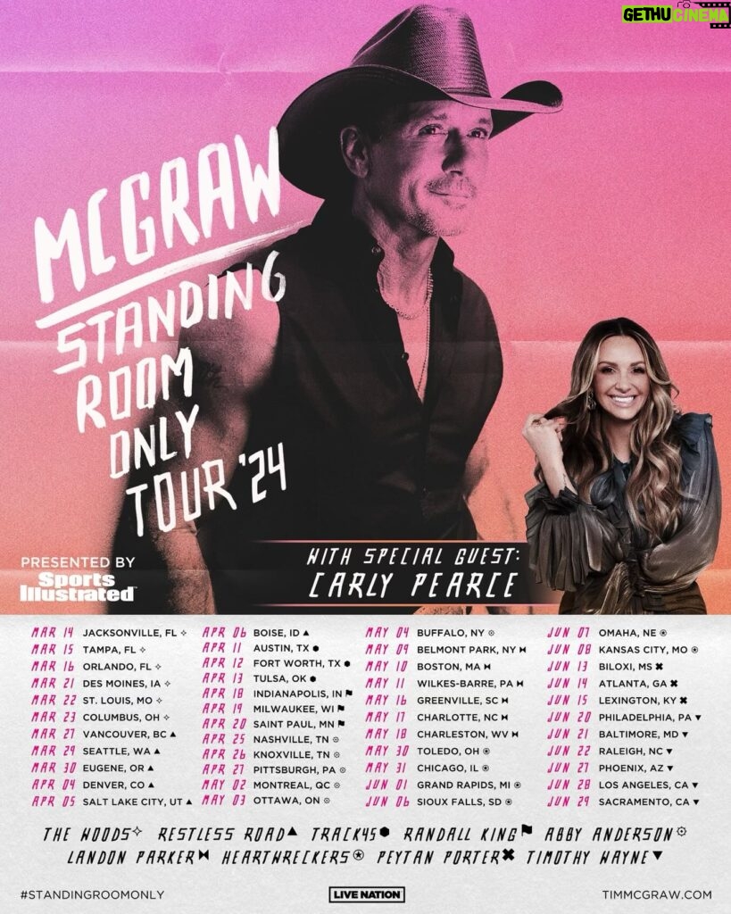 Tim McGraw Instagram - Additional openers announced!! Make sure you give all these talented folks a follow and show up early to hear these amazing new artists! @whoarethewoods @restlessroad @track45 @randallkingband @abbyandersonmusic @landonparker @realheartwreckers @peytanporter @timothywaynemusic