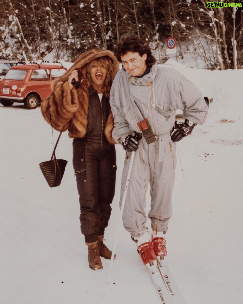 Tina Turner Instagram - Tina Turner and Erwin Bach enjoying the snow in 1986.