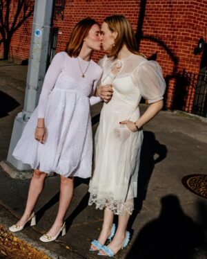 Tommy Dorfman Instagram - i married my best friend and didn’t tell anyone except @hunterabrams who came and photographed us towards the end of last year. we bought our own dresses @doverstreetmarketnewyork where i used to work before acting, and it was perfect.
a few weeks ago we decided to say let’s celebrate this our way, so we we something for @voguemagazine and @vogueweddings because we love each other and the world should know!!!! ok???! 

and if you’re mean to her i’ll 🔪

also BIG thank you @liamnhess and @guiducci @alexandramacon ♡