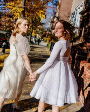 Tommy Dorfman Instagram - i married my best friend and didn’t tell anyone except @hunterabrams who came and photographed us towards the end of last year. we bought our own dresses @doverstreetmarketnewyork where i used to work before acting, and it was perfect.
a few weeks ago we decided to say let’s celebrate this our way, so we we something for @voguemagazine and @vogueweddings because we love each other and the world should know!!!! ok???! 

and if you’re mean to her i’ll 🔪

also BIG thank you @liamnhess and @guiducci @alexandramacon ♡