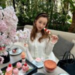 Tomomi Itano Instagram - お花見🌸 なんまいめ？ 🍓団子かわい。花より団子🍡 Rosyのシースルージャガードtopsお気に入り🫶🏻 @kimptonshinjukutokyo #キンプトン新宿東京 #お花見
