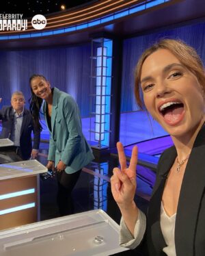 Torrey DeVitto Instagram - Against the advice of my younger self, current self and future self, I went on #CelebrityJeopardy ! 💥 
Join me TONIGHT @ 8/7c on ABC , and stream on Hulu. #plannedparenthood