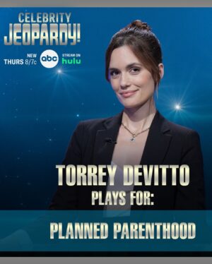 Torrey DeVitto Instagram - Against the advice of my younger self, current self and future self, I went on #CelebrityJeopardy ! 💥 
Join me TONIGHT @ 8/7c on ABC , and stream on Hulu. #plannedparenthood