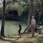 Tricia Helfer Instagram - When you finish work early and the lovely costume department agrees you can go for a dip on your walk base to base camp. 😜