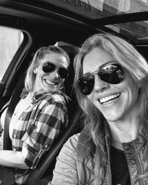 Tricia Helfer Instagram - When your pal comes to Atlanta for a convention and makes the trek out to the country to see you…and then Larry tries to eat her skirt before you take her back into the city 😂 
@therealkateesackhoff miss ya already.