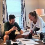 Tricia Helfer Instagram - We start filming tomorrow!! Last minute cram session with @tarekbisharaofficial #HelloBeautiful