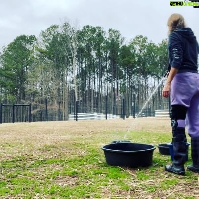 Tricia Helfer Instagram - When Momma gets you back 😜 And can I just add…my glamour is so staggering I even impress myself 😂 #chores #farmlife #goats