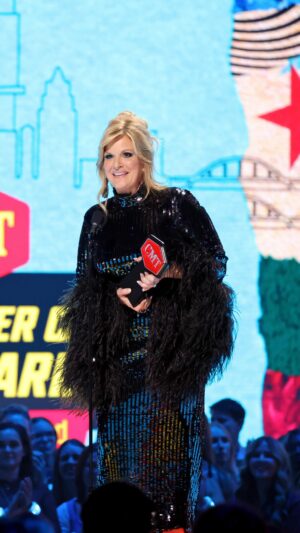Trisha Yearwood Instagram - It’s an honor to celebrate @trishayearwood as our 2024 June Carter Cash Humanitarian Award recipient tonight at the #CMTAwards 🖤