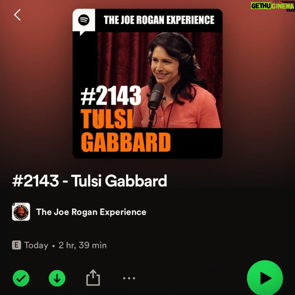 Tulsi Gabbard Instagram - Thank you @joerogan (and @marshallmaerogan) for the workout, the cold plunge pain, and great conversation! Time has flown by since the first time you had me on your show, but so much has happened in the world in those short years. Through it all, I’m so grateful for your friendship and support, and the positive impact you have on those around you. Thank you 🙏🏽