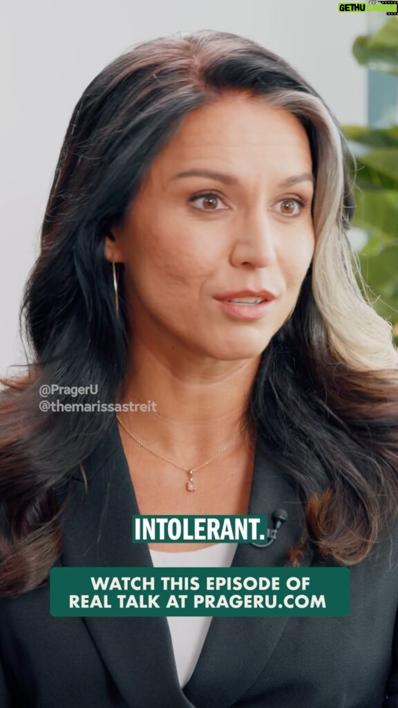 Tulsi Gabbard Instagram - Former Hawaii Congresswoman @tulsigabbard was a rising star in the Democratic Party until she questioned the positions and policies of the Washington elites. In 2022, she left the party and is now sounding the alarm that unless America stops its descent into leftism, it will be lost forever. Watch this episode of Real Talk with Marissa at PragerU.com, link in bio or listen wherever you get your podcasts.
