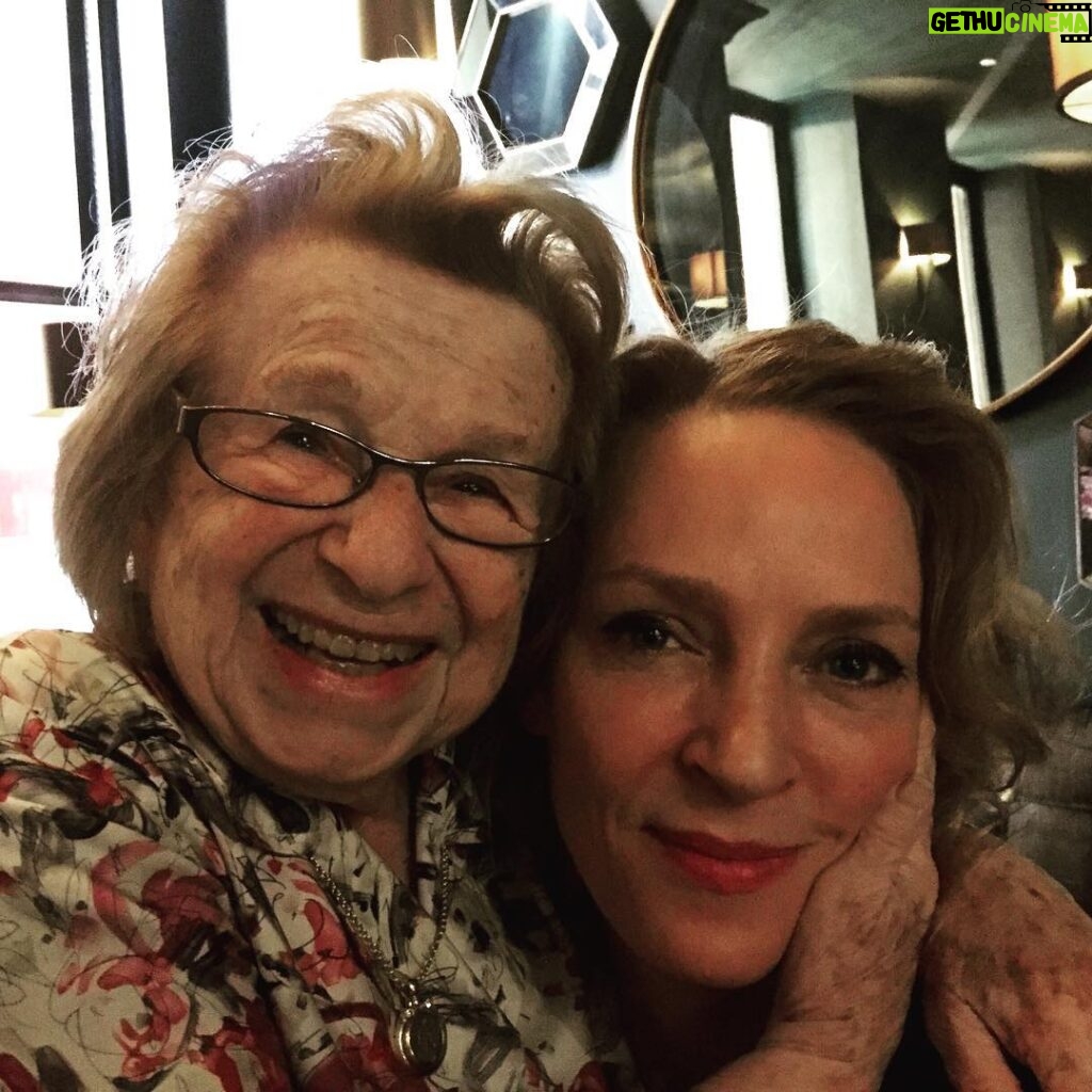 Uma Thurman Instagram - doctor ruth, a truly great lady, post my show in the hudson theater. she gave me great insight as she always does, on all things womanly.