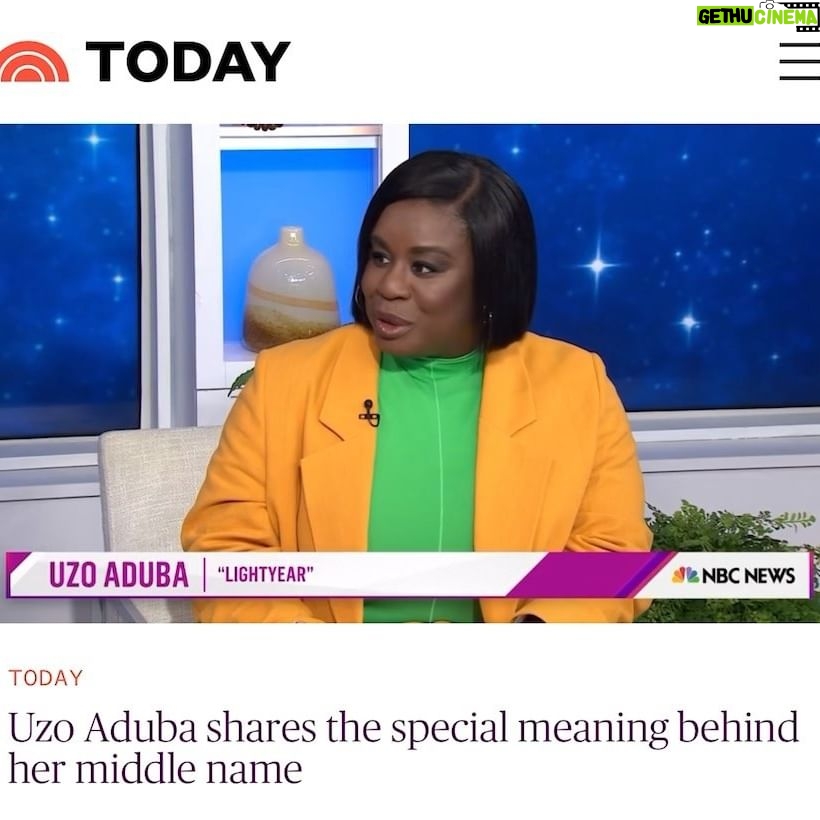 Uzo Aduba Instagram - So excited to finally meet @hodaandjenna in person. They are such a joy to talk too. Thank you for having me!! And thank you for letting me talk about my two amazing sisters- I love you with my everything @ohheyitschioma and @ceou117 If you missed this interview check it out! @pixarslightyear is in theaters TOMORROW!!! Stylist: @shionat Hair: @hairbyromorgan MUA: @anthonymerante Suit: @marahoffman Shoes: @louboutinworld Bodysuit: @goodamerican Jewelry: @jenniferfisherjewelry