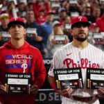 Uzo Aduba Instagram - Cancer affects us all. I am so inspired to see so many Standing Up together during @SU2C’s placard moment with @FLOTUS at the @MLB #WorldSeries #CancerMoonshot⚾️ ❤️🧡💛 Repost from @su2c • It fills our hearts to see @Phillies and @AstrosBaseball players and fans Standing Up - united - in support for those affected by cancer. ❤️ A special thank you to @FLOTUS and all those who honored a loved one during Game 4 of the @MLB #WorldSeries. Let’s continue to #StandUpToCancer together.