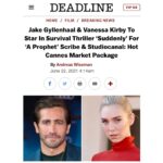 Vanessa Kirby Instagram - Thrilled to be going on this journey with you all @jakegyllenhaal @rivamarker @ninestories @studiocanal