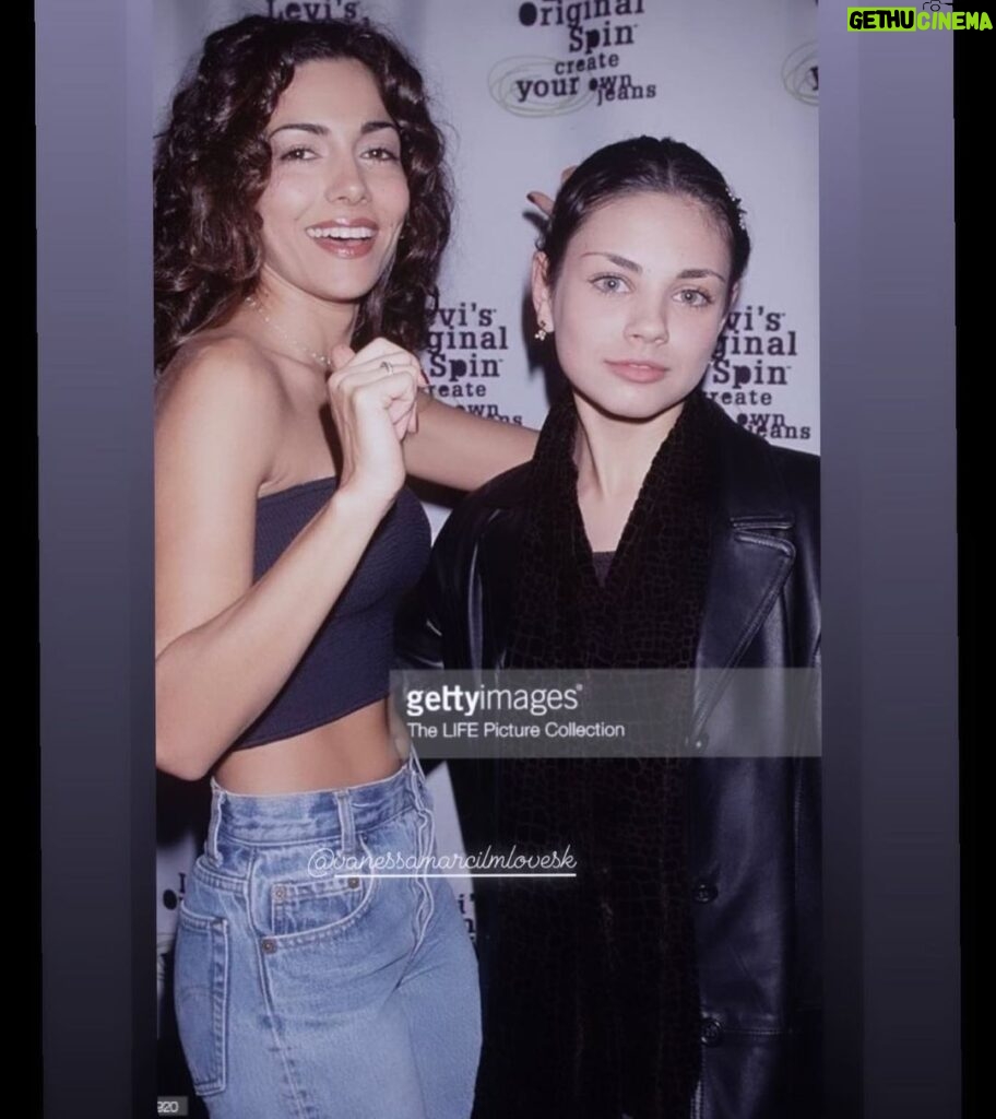 Vanessa Marcil Instagram - Ok....so there are ALOT of things going on here.............1. Wtf? I don’t remember this. 2. Is that #MilaKunis 😳 She’s way A list yet I’m named on this post? 3. This is why I actually love the internet. I’ve seen more things in the last ten years in pics and videos from all of you then I had ever seen or even remembered doing in the entire 30 years I’ve been in Hollywood. 4. Yes, this is what my hair looks like when I don’t straighten it. 😐 5. Did I used to be tall? If this is Mila, why didn’t I beg her to be best friends with me as she’s clearly the only fellow actor on the planet that actually makes me look tall 🔥 6. I still have these @levis & this #markwongnark top cause......obvi. 7. Am I getting ready to dance/grind/twerk on her? 8. Is she scared? 9. Um...Is it hot or cold out? Either way, I’m dressed like a Ho and #MilaKunis is in a full blown overcoat with a scarf. Maybe, That’s why I’m fake laughing for the camera? I’m guessing I’m Just tryin cover up that feelin when you show up somewhere and realize “Oh, not a Ho thing?” #wardrobemiss #imwithyousister