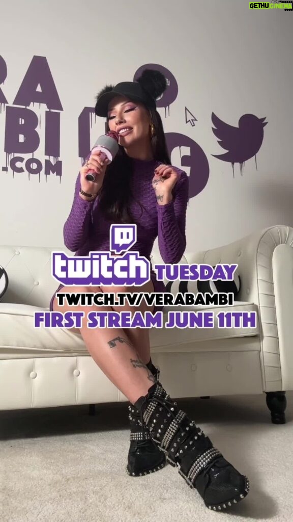 Vera Bambi Instagram - I'm decked out in purple, like a grape on a mission, to make a splash! So, here is the juice: Catch me on Twitch June 11th, 2024
