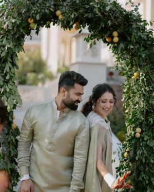 Vrushika Mehta Instagram - Under the Tuscan sun of love, surrounded by the warmth of family and friends, we painted our journey in shades of joy at our Italian-themed Haldi ceremony. 💛✨ Blessed with love, laughter, and countless memories. ❤
.
Captured by: @smaryafilms 
Jewellery: @houseofdoro 
Designed & Managed by: @faith13_events 
#rabhdivrushyy #haldi