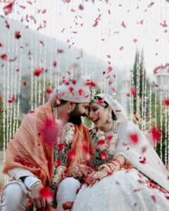 Vrushika Mehta Instagram - With the warmth of family, the laughter of friends, and blessings all around, we found our home in one another's hearts. Saying 'yes' became a promise for a lifetime. 🧿♾️ . Captured by: @smaryafilms Wearing: @asopalav Jewellery: @paldzigns.jewel Design & Management: @faith13_events Kaleera: @beabhika #rabhdivrushyy #wedding
