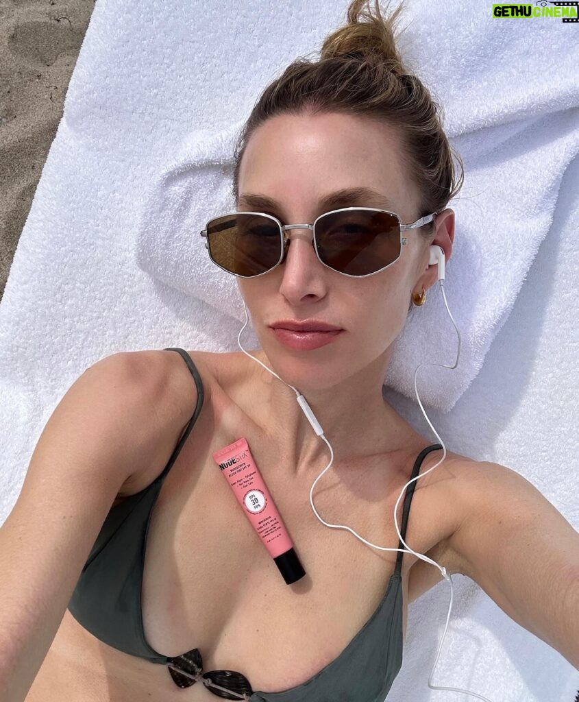 Whitney Port Instagram - Self Care, Sunday Edition -solo time at the beach to soak up that vitamin d. It really does it for me. -necessary reading @harpersbazaarus - @nudestix spf/blushtint -beach reads -more necessary reading -my ❤️ -legendary people watching - @perelelhealth room service -fresh basked 🍪 @fspalmbeach - @joannavargas face masks