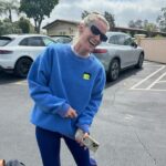 Whitney Port Instagram - Cute little weekend. 1. friends birthday party but the sun went away so I went in jeans and a sweater 2. Timmy helped our neighbor across the street so they brought us yummy treats as as thank you 🧡 3. @esmelina got a kick out of me driving Timmy’s dads car because it could break down any second 4. was into this outfit 5. she’s also my Friday tennis partner 6. Sonny and me on our friday evening walk 7. pretty light moment on my shoes 8. Sunday night ritual. We watched the bob Marley movie but i fell asleep after 30 min. Thank you @highconfectionary