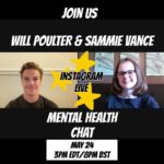 Will Poulter Instagram – *Available in Reels*
Thanks SO much to everyone who joined @sammiesbuddybenchproject and I for this chat about Antibullying and Mental health for this years Mental Health Awareness Month! 
Sammie is an inspiration and I’m so glad she had me as a guest on her @sammiesmilespodcast before we teamed up again for this Live. Stay tuned for a third instalment 👀
🧠 ❤️ #mentalhealthawareness 
#antibullying