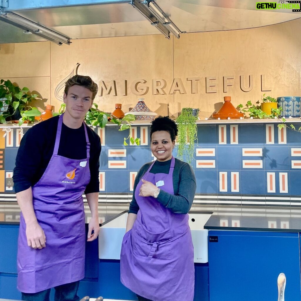 Will Poulter Instagram - Last month I attended a @migratefuluk Cookery Class where I had the huge pleasure of meeting one of their chefs, Helen who is migrant from Eritrea @helu_helu2 We learned how to make a delicious vegan meal, about Eritrean food culture and about Helen herself: after being imprisoned for escaping Eritrea's forced military service and fleeing to the UK, she is happy in London. She has friends and family around her, has received her refugee status & right to work. Helen teaches Migrateful Classes regularly and was a truly amazing person to learn from! . Migrateful is a charity which supports asylum seekers, refugees and migrants in their journey to independence, integration and employment. They do this by preparing them to lead classes where they share their culture and traditional cuisine to public and private groups. . As well as supporting its chefs, the organisation’s mission is to correct harmful narratives about immigration. If you'd like to find out more about booking a class or volunteering check out www.migrateful.org I can not recommend doing one of their classes with a group of loved ones, friends or colleagues more!!! Thank you Chef Helen! ❤️