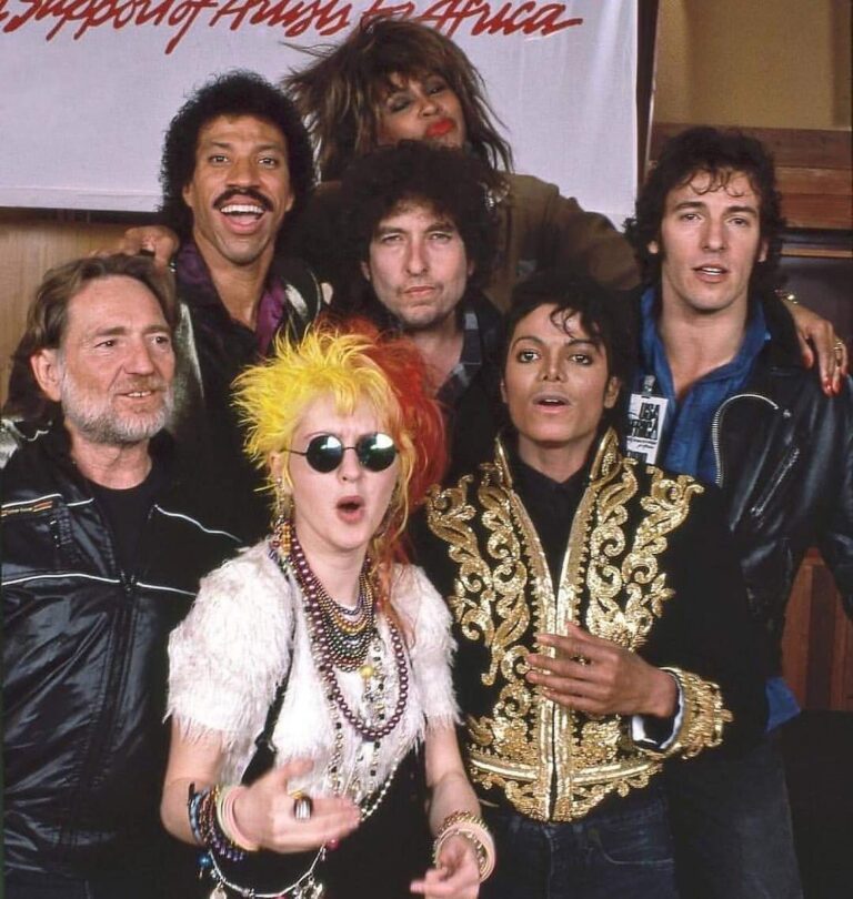 Willie Nelson Instagram - Willie with @lionelrichie, @tinaturner, @bobdylan, @springsteen, @cyndilauper, and @michaeljackson at the recording of #WeAreTheWorld. Do you know what year this song was recorded?