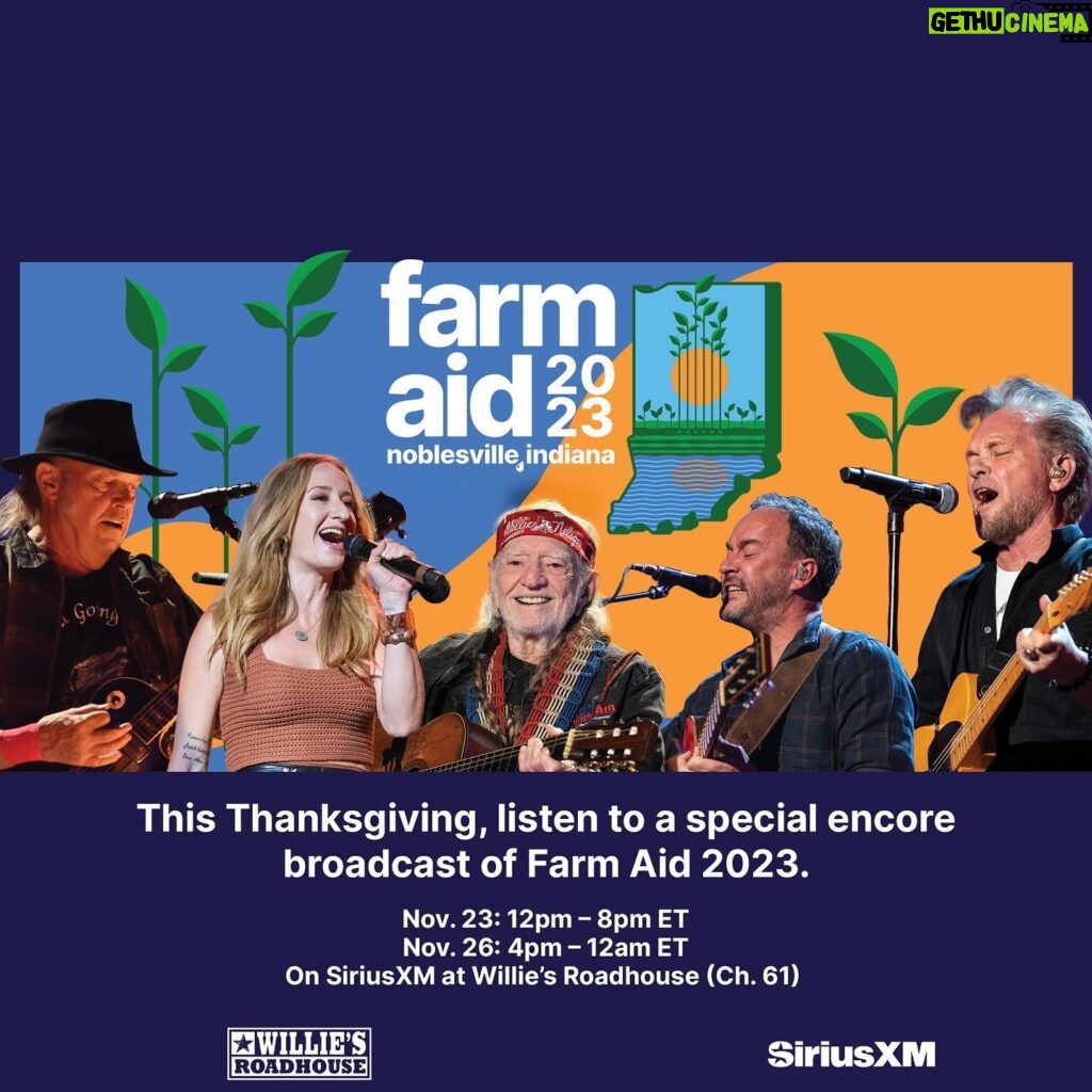 Willie Nelson Instagram - Spend your Thanksgiving weekend re-living @farmaid 2023 thanks to #WilliesRoadhouse! Tune in on @siriusxm channel 61 today AND Sunday, 11/26, for a special #FarmAid encore broadcast! 📷: Brian Bruner / Scott Streble / Sharon Carone