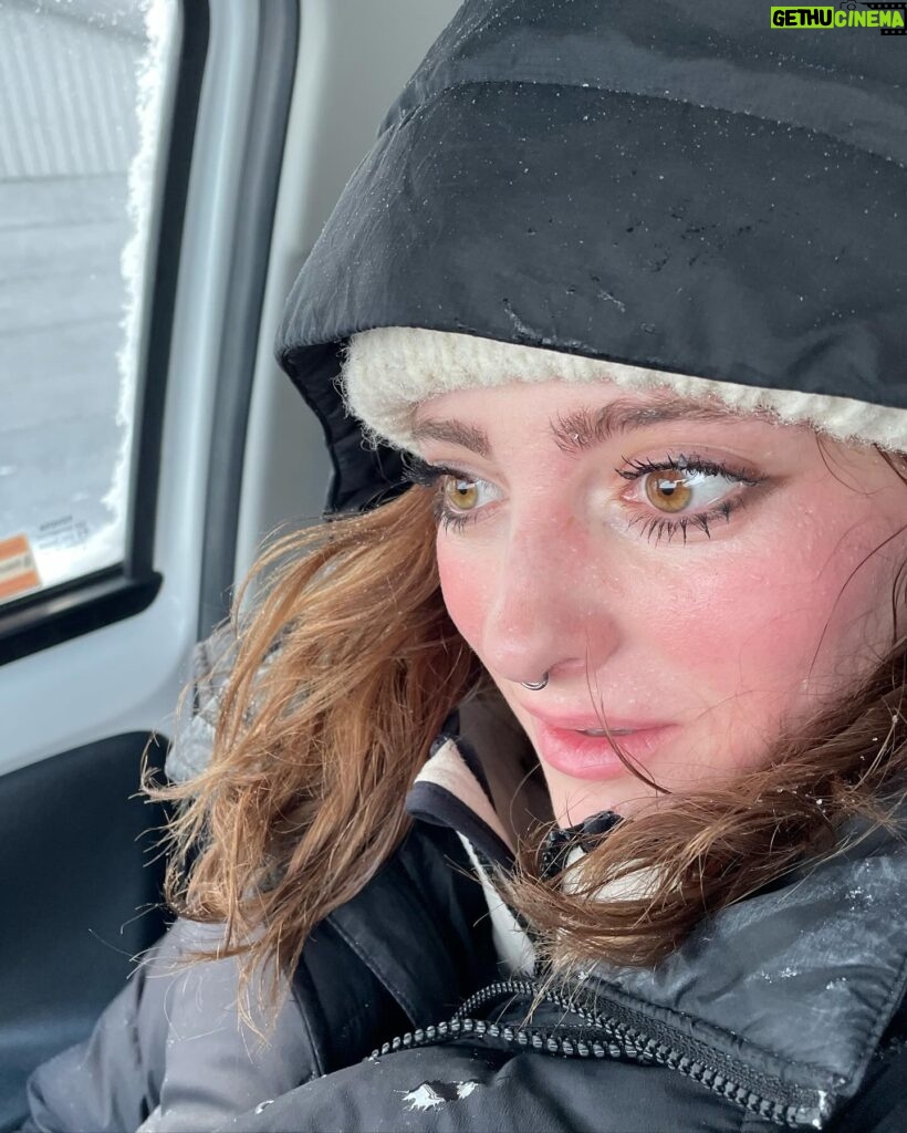 Willow Shields Instagram - First 48 hours in Iceland• stuck in a horrible blizzard, took us over 6 hours to dig ourselves out, learned to use tractors, got shocked by an electric gate, slipped on the ice, and only ate a bag of chips and soup. But also met 3 week old puppies, beautiful horses, and wonderful people. 🫶🏻