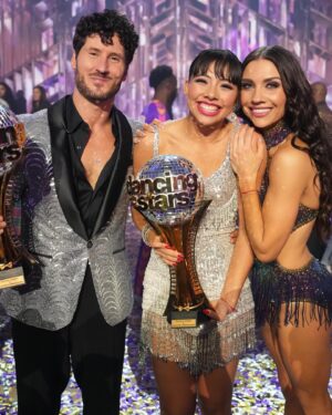 Xochitl Gomez Instagram - Just now waking up and it’s crazy to think that last night Val and I won the Len Goodman mirrorball trophy. I’m forever grateful for my journey on Dancing With the Stars and to whoever made the decision to pair Val and I together. @valentin you inspire me so much, you’ve made a huge impact on me. You have shown me respect, care, and love combined with work, determination, and focus- yet you made sure I had the most fun possible. And thank you to @jennajohnson for supporting me and allowing me to form close friendships with your family. I will miss dwts so so so much! I’ll be back next season and sit in the audience in admiration for the next cast. ♥️🏆🪩 #teamxv
