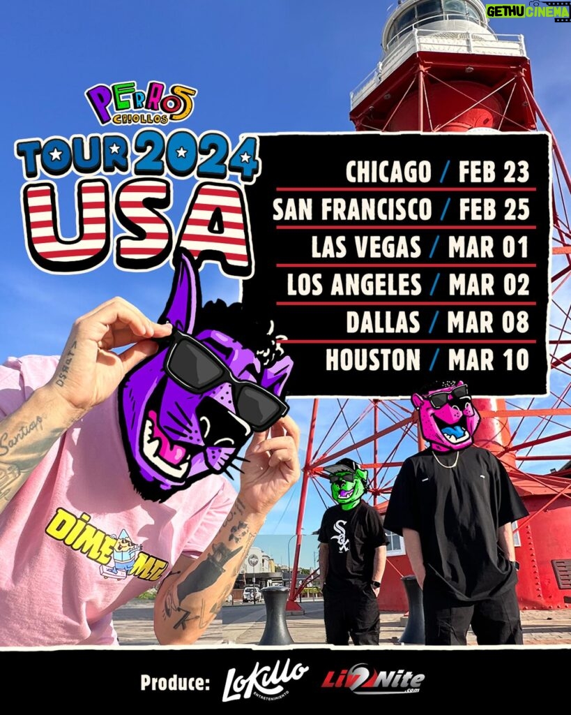 Yedinson Flórez Instagram - Cada vez más cerca de volver a ladrar en inglés 🇺🇸 La gira USA 2024 empieza en febrero en Chicago y después de visitar San Francisco, Las Vegas, Los Ángeles y Dallas, terminará en Houston 🚀 Boletería en perroscriollos.global 🎟️ @vago4ufilms 📸 #PerrosCriollos