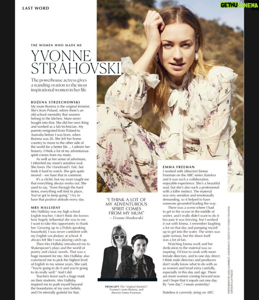Yvonne Strahovski Instagram - Oh Hey thanks @marieclaireau 💋 for featuring me in you International Women’s Day special 💪🏻 I’m a little late in posting but a special shout out to all the women in my life who inspire me beyond words. Your depth & thoughtfulness & intelligence guides me always. And a special hey 👋🏼 to the women I talk about about here ☝🏻Y’all are 🔥 xxx