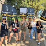 Yvonne Strahovski Instagram - @sagaftra on STRIKE ! Picketing in the heat today fighting for the future, for our rights, for our peers, for the right to qualify for health insurance, for pay & basic rights in this industry #westandtogether #pregnantwaddling&striking #👊🏻