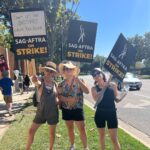Yvonne Strahovski Instagram - @sagaftra on STRIKE ! Picketing in the heat today fighting for the future, for our rights, for our peers, for the right to qualify for health insurance, for pay & basic rights in this industry #westandtogether #pregnantwaddling&striking #👊🏻