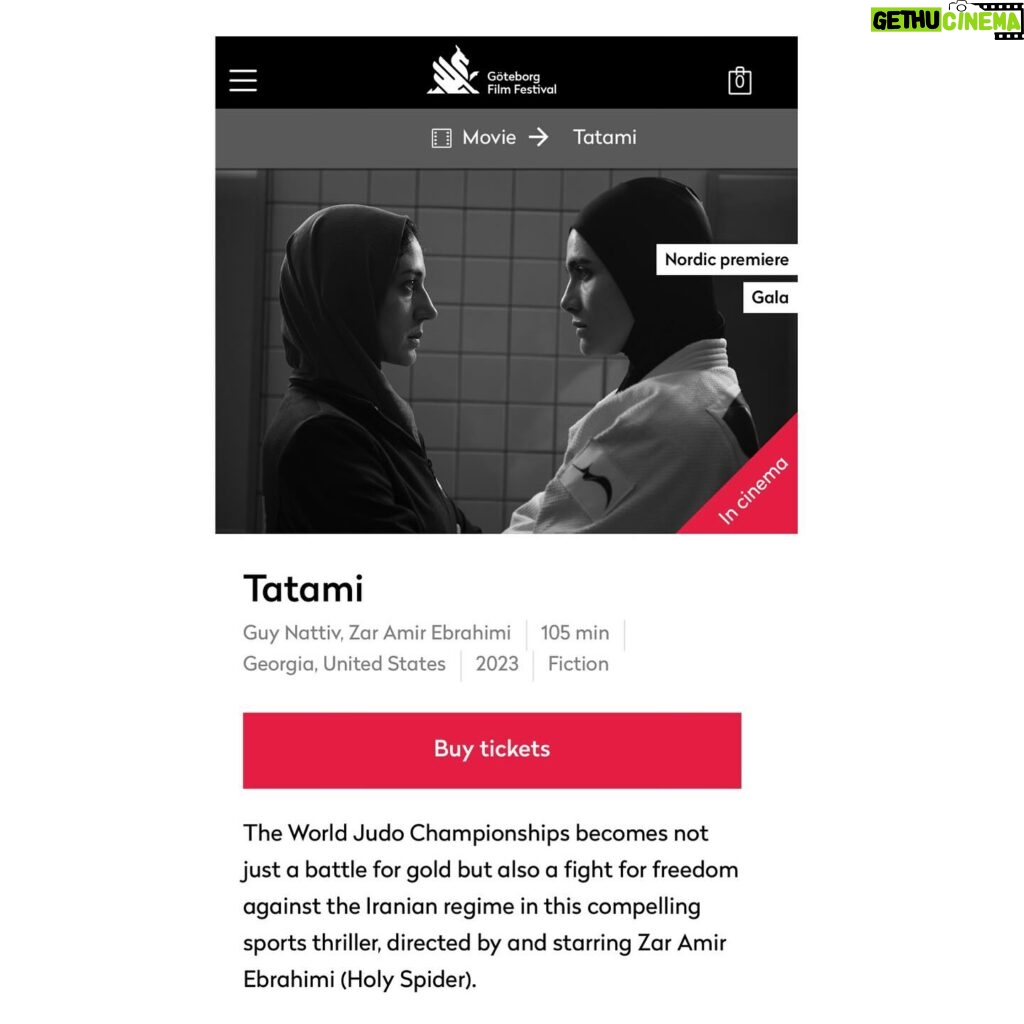 Zar Amir Ebrahimi Instagram - Happy to be back in Göteborg with TATAMI @gbgfilmfestival #tatamimovie @guy_nattiv