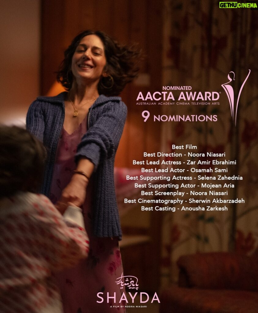 Zar Amir Ebrahimi Instagram - Incredible news! Shayda has just received 9 nominations at the 2024 AACTA Awards including Best Film. Writer/Director Noora Niasari has received 2 nominations for Best Direction & Best Screenplay, with Zar Amir Ebrahimi nominated for Best Lead Actress, Osamah Sami for Best Lead Actor, Mojean Aria for Best Supporting Actor and Selina Zahednia for Best Supporting Actress. Congratulations to the entire cast & crew. #ShaydaFilm #AACTAs