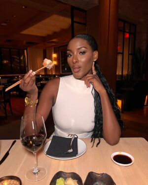 Zeta Morrison Instagram - A few things 🖤

1. Filmed my 3rd @zetaconfidential podcast today, felt amazing

2. Crab filled 🦀 salmon rolls 🤝🏾 Me

3. Finally dressing up & leaving the house more bc I’m not gonna meet my hubby at home 😭 

4. God has really been the center piece of my every day life lately & I’m so grateful for his everlasting love 🙏🏾

5. I can cry at the drop of a hat these days in a basic a$$ conversation, is this aging? 

6. I’ve felt really inspired by a lot of things & ppl recently 

7. Remember you’re never alone even in your darkest moments 

8. I had a really rough time with my confidence levels in 2023. Here’s a few ppl who have helped me feel & look my best. Just wanna say thank you - 

Elisabeth @skinxfive (Vivace treatments) 
Alix @hairylittlethings (Eyebrow feathering) 
Lilly @trumedspa.la (Morpheus8 treatments) 
Chiropractic work @gofullfunction 
Katie @yenbykatie who did my makeup in these flicks 💄 

9. I have the best time giving strangers compliments. Pass the love forward always, we all need it more than we think 🖤

10. I love hugs. If you ever see me just give me one 🫶🏾