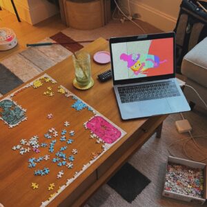 mxmtoon Instagram - puzzle solving, trail walking, toast making, and number one victory royale-ing