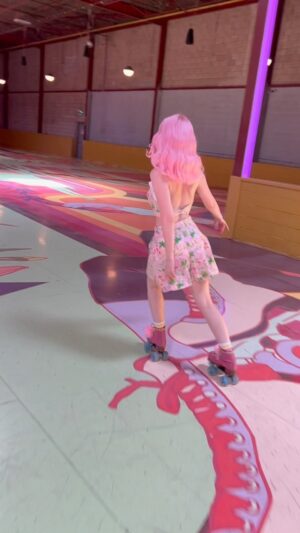 ALB in Wonderland Instagram - First time skating this year and I’m a little rusty but it was great to knock the dust off and get my sea legs again. I’m looking forward to rebuilding muscles and working on my skills this year!! 💕

I had been excitedly following along in anticipation of @rollerponyto opening and after finally visiting I can say- GO. It’s just as great irl as videos show, plus they have great food. If you’re in the GTA I would say this is a must-visit spot, easily the best rollerskating location I’ve ever visited. 
My skates are by @moxirollerskates but I made the little pompoms myself heheh 
Matching play suit made by @cheyennejazwiseofficial 💗
