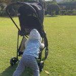 Aastha Sharma Instagram - First work trip with this little monkey who’s turning 1 and I can’t believe it’s almost a year with this cuteness ❤️🧿❤️ Thank you @nuna_india @dinky_nirh he’s clearly obsessed with his stroller ❤️ Also thank you @ashidua masi and Rahil for making me look like a stud in this jacket. We love you 🥰